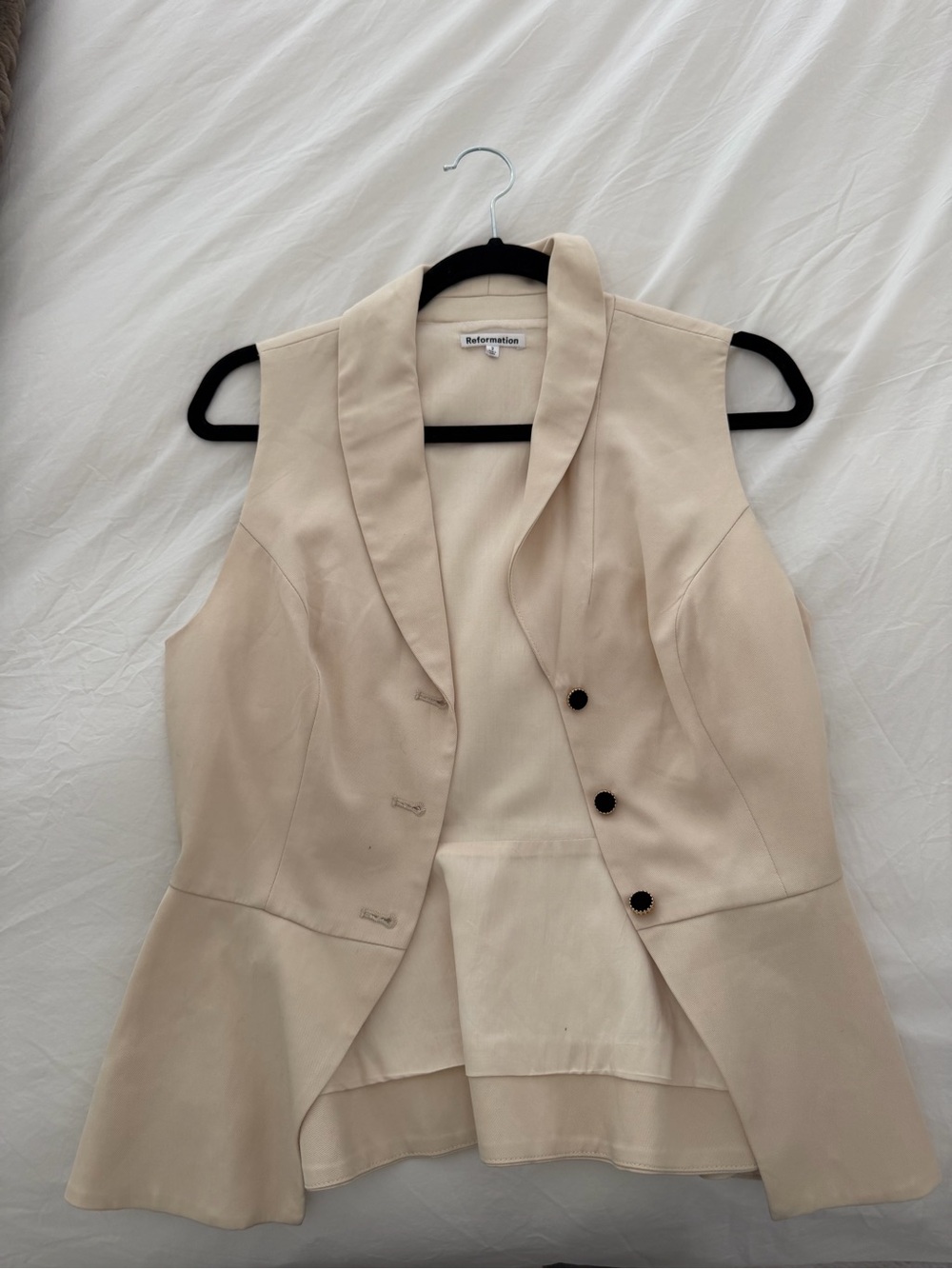 Reformation Cream Sleeveless Peplum Blazer Vest